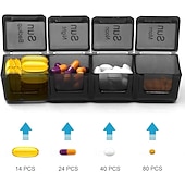 abordables Cuidado Personal &amp; Salud-Pastillero mensual 28 días, pastillero, organizador de medicamentos, organizado por semana, pastillero grande de 4 semanas con estuche a prueba de polvo para aceites de pescado, vitaminas, suplementos