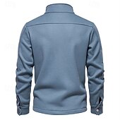 preiswerte Lässige Jacken-Herren Waffeljacke Fleecejacke Cargo-Jacke Freizeitjacke Urlaub Täglich Warm Tasche Herbst Winter Einfach Mode Klassisch Revers Regulär Schwarz Weiß Marineblau Blau Khaki Jacken