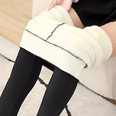 Недорогие Леггинсы с флисовой подкладкой-Жен. леггинсы на флисовой подкладке Чино Леггинсы Отпуск Винтаж Уличный стиль Полная длина Нормальная Полотняное плетение Карман Эластичная талия Сохраняет тепло Удобный Слабоэластичная