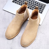 economico Stivali Chelsea-stivaletti chelsea da uomo in pelle scamosciata marrone con pannelli laterali elastici: eleganti stivaletti alla caviglia per abbigliamento casual, smart-casual e da ufficio