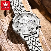 abordables Montres à quartz-la nouvelle montre d&#039;affaires pour hommes olevs, une montre multifonctionnelle avec un cadran numérique chronographe à phases de lune lumineuses, une montre à quartz décontractée et à la mode étanche