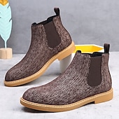 economico Stivali Chelsea-stivali chelsea da uomo color cachi, stile casual e leggero alla caviglia con soffietti elastici, per l'ufficio, le uscite del fine settimana e il comfort quotidiano