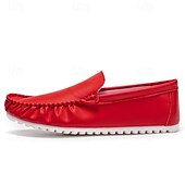 preiswerte Sneaker für Herren-Rote Slipper aus Kunstleder für Herren – leichte Freizeitschuhe für den Alltag und auf Reisen