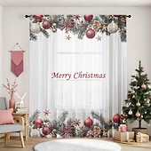 billiga Julkök-1 st ny julserie transparent gardin, 3D digitaltryckt stångficka fönstervoile, sovrum &amp;vardagsrumsdekoration, direkt från fabriken