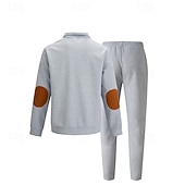 billige grunnleggende sweatsuits-Herre Genser Joggedress Antrekkssett Høy krage utendørs Daglig Sport Snorer Lomme Fargeblokk Svart Hvit Kongeblå Polyester Sportsklær Mote Gatemote Vår