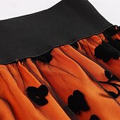 billiga Halloween Bottoms-Dam Kjol Gunga Mode Ledigt Maxi Mellanhög midja Kjolar Blommig Sparkle Tulle Microelastisk Semester Halloween Röd Orange Kaki Vår Polyester