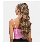 halpa Poninhännät-hiuslisäke, scrunchy don&#039;t hairstyle, tuuhea kihara, sotkuinen nuttura, vaalea blondi, g5l