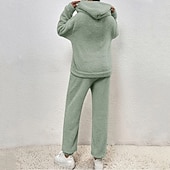 رخيصةأون بدلات رياضية-نسائي بدلة رياضية من قطعتين هودي صالة مجموعات بدلات رياضية لون سادة أطقم ملابس رياضية خريف &amp; شتاء أسود أبيض الصالة الرياضية الخارج ركض كم طويل رياضة ألبسة رياضية مرن نسبياً عادي