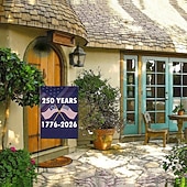 halpa Seinäverhot-1776-2026 Yhdysvaltojen 250-vuotisjuhlan puutarhalippu, isänmaallinen amerikkalainen syntymäpäiväjuhla ulkokäyttöön tarkoitettu banneri pihalle, nurmikolle, kuistille tai itsenäisyyspäivän koristeeksi