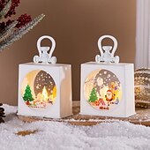 billiga inomhus julbelysning-1 st 12,3 * 9,5 cm jul-LED-ljusremsa med upplyst handhållen lampa jultomten snögubbe ren julgran inomhus- och utomhusbordsdekorationslampa AG13 * 3 batterier