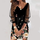 ieftine Rochie neagră pentru femei-Pentru femei Rochii Midi Rochie neagra Rochie de petrecere Rochie casual Rochie de Cocktail Elegant Modă Modern În aer liber Petrecere Zilnic Zvelt Bloc Culoare Manșon Lung În V Roz Deschis Dungi