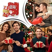 billige Gaveinnpakning-6/10/12/16/20 stk. juleoverraskelseshoppeeskesett - festlig rød papirgaveeske med julenissens design, sammenleggbar julepengeboks, gjør-det-selv unike sammenleggbare hoppende kontanter