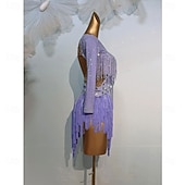 abordables robe de compétition-Danse Latine Robe Gland Épissage Femmes Performance Entraînement manche longue Haut Spandex