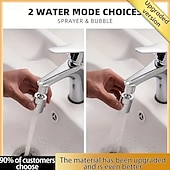 abordables Ustensiles et gadgets de cuisine-Aérateur de robinet anti-éclaboussures à 360° pour cuisine et salle de bain – rallonge de débit d&#039;eau rotative avec deux modes de jet, moussant, installation facile