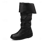 baratos Conjuntos-Medieval Renascentista Século XVII Comprimento Médio Botas Fantasia fantasia Calça Pirata Pirata Guerreiro Viking Com Cordão Cor Sólida Fantasia Homens Viking Pirata Dia Das Bruxas Carnaval