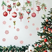 cheap Sticker-Christmas Sticker Wall Decals Snowflake Colorful Ball Pinecone Hanging Ornament Removable Vinyl Mural Holiday Party Living Room Glass Window Door Background Decoration For Home