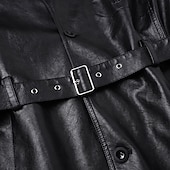 economico Trench da uomo-Per uomo Trench in finta pelle Cappotto da marinaio Trench Vacanza Quotidiano Primavera Autunno PU Antivento Capispalla Abbigliamento Moda Classico Semplice Tasca Bavero Monopetto