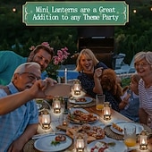 billige Campinglys og lykter-6/12 stk. jul retro LED-stearinlys kreativ oljelampe halloween ornamenter ferie camping bærbar nattlys bryllup bursdag atmosfære dekorasjon