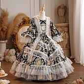 preiswerte Kleider-Rokoko Steampunk schick Maxi Partykostüm Zubehör Glockenärmel Prinzessin Schleife Retro Ballkleid Spitzkragen Kostüm Mädchen königlich Weihnachten Halloween Karneval Maskerade Hochzeitsfeier Festival