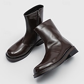 preiswerte Kleiderstiefel-Herrenstiefeletten aus braunem Kunstleder – klassische Reißverschlussstiefel für den Winter, das Business und formelle Anlässe