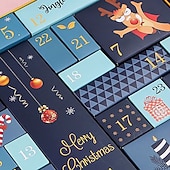cheap Gift Wrapping &amp; Bag-24 Grids Empty Christmas Advent Calendar Boxes DIY Refillable Christmas Blind Box 24 Days Advent Countdown Gifts Boxes Kraft Paper Candy Box New Year Decorations