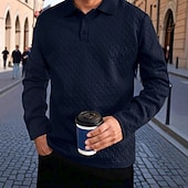 preiswerte Klassisches Poloshirt für Herren-Herren Poloshirts Golf Poloshirts Geschäft Lässig Revers Klassisch Langarm Mode Basic Einfarbig Texture Jacquard Herbst Winter Ganzjahres Lässiger Schnitt Schwarz Weiß Grau Marineblau Khaki Armeegrün