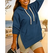 economico Felpa &amp; Sweatshirt-Per donna Felpa con cappuccio Felpa pullover Manica Lunga Top Athleisure Autunno Tinta unita Con tasche cascante Extra large All&#039;aperto Viaggio Vacanze abbigliamento sportivo Abbigliamento sportivo