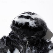 tanie Kurtki i płaszcze męskie-Męskie Kurtka zimowa Zwykła kurtka Płaszcz ze sztucznego futra Urlop Codzienny Keep Warm Kieszeń Trykot Zima Wzór w panterkę Moda Moda miejska Kaptur Regularny Czarny Kurtki