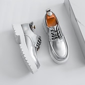 economico Scarpe Oxford-scarpe oxford nere lucide da uomo – scarpe eleganti stringate in vernice con suola spessa per feste serali, moda gotica, concerti e occasioni speciali