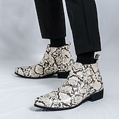 abordables Bottes de Costume-Bottines Chelsea à bout pointu en similicuir imprimé serpent pour homme – Chaussures de soirée, de scène et de soirée