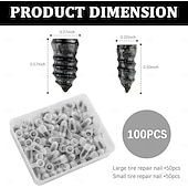 olcso Járműszolgáltatás-100 db gumiabroncs javító gumiszeg, gumiabroncs javító gumicsavarok fekete színben, gumiabroncs csavardugó, gyorsszerszám önkiszolgáló gumiabroncs javító szeg autó motorkerékpár gumiabroncshoz,