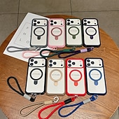 זול נרתיקים לאייפון-טלפון מגן עבור iPhone 17 Pro Max 17 Air 16 15 14 Pro Max Plus 13 Pro Max כיסוי אחורי עם מעמד עם שרוך עמיד בזעזועים רטרו TPU אקרילי