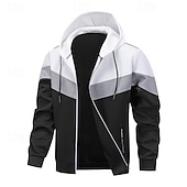 economico Felpe di base-Per uomo Felpa con cappuccio Felpa con cappuccio a zip intera Rosso bordeaux Nero Blu marino Cachi Grigio chiaro Con Cappuccio Semplice Patchwork Blocco di colore Sport &amp; Outdoor Casuale Quotidiano