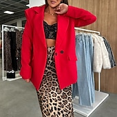 abordables Blazers et Costumes-Femmes Blazer Confortable Avec Poches Boutons Élégant Mode Extérieur Uni Sortir Décontracté Quotidien Week-end Cardigan Régulier Revers Coupe régulière manche longue Vêtements d&#039;extérieur Noir