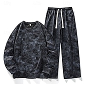 Herren Sweatshirt Trainingsanzug Outfit-Set Rundhalsausschnitt Outdoor Täglich Sport Kordelzug Tasche Druck Schwarz Weiß Rosa Polyester Sportkleidung Mode Streetwear Frühling preiswerte einfache Trainingsanzüge-Herren Sweatshirt Trainingsanzug Outfit-Set Rundhalsausschnitt Outdoor Täglich Sport Kordelzug Tasche Druck Schwarz Weiß Rosa Polyester Sportkleidung Mode Streetwear Frühling