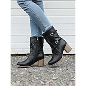 tanie Botki biker-Damskie Botki Luźne buty Rozmiar plus Botki Botki Na zewnątrz Codzienny Botki Botki Sznurowane Wysoki Obcas Masywny obcas Okrągły palec u nogi Zabytkowe Codzienny Styl przemysłowy Skóra PU PU Zamek