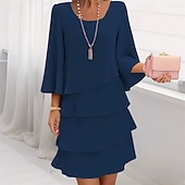 preiswerte Chiffonkleider-Damen Langes Kleid Maxikleid Partykleid Chiffon Chiffonkleid Elegant Mode Modern Outdoor Party Abendgesellschaft Normale Passform Einfach Kurzarm V Ausschnitt Rosa Rote Blau Beige Sommer Frühling