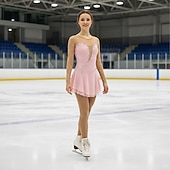 voordelige Schaatsjurken-Kunstschaatsjurk Dames Voor meisjes Schaatsen Jurken Zwart Geel Roze Netstof Spandex Hoge Elasticiteit Opleiding Wedstrijd Kunstschaatskleding Kristal / Bergkristal Lange mouw Schaatsen Kunstschaatsen