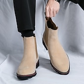 economico Stivali Chelsea-stivaletti chelsea da uomo in pelle scamosciata marrone con pannelli laterali elastici, stile casual alla caviglia per gentiluomini, ideali per outfit autunnali, abbigliamento quotidiano e riunioni del fine settimana