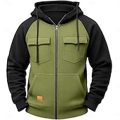 abordables Sudadera Táctica-Hombre Sudadera Sudadera con capucha y cremallera completa Sudadera con capucha y diseño de gofres Sudadera táctica con capucha Táctico Verde Ejército Azul Marino Marrón Caqui Gris Con Capucha Plano