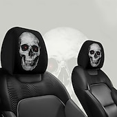 abordables Housses de siège de voiture-2 pièces effrayantes pour Halloween &amp;Housses d&#039;appui-tête de voiture de Noël - Convient à tous les véhicules Conception sans coussin de remplissage Installation facile - Décorations intérieures
