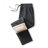 economico Gamba Dritta-Per uomo Pantaloni da tuta Pantaloni in Pile Pantaloni Pantaloni invernali Coulisse Tasca Elastico in vita Semplice Comodità Caldo Sport all'Aperto Quotidiano Moda Casual Nero Rosa Micro-elastico