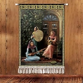 billiga Gobelänger-Skönhet Uyghur etnisk stil väggtapet konstnärlig bakgrundsdekoration boho hängande konst för sovrum vardagsrum eller café