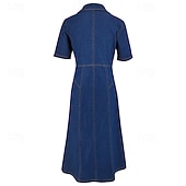 ieftine Rochii Denim-Pentru femei Rochii Midi Rochii din denim Rochii Tip Cămașă Rochie casual Modă Modern În aer liber Zilnic Ieșire Fit regulat Simplu Manșon scurt Guler Cămașă Albastru Închis Primăvară Toamnă