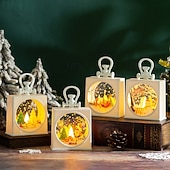billiga inomhus julbelysning-1 st 12,3 * 9,5 cm jul-LED-ljusremsa med upplyst handhållen lampa jultomten snögubbe ren julgran inomhus- och utomhusbordsdekorationslampa AG13 * 3 batterier