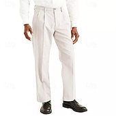 baratos Magro-Homens Calças Social Calças Plissadas Calças de Terno Bolsos Tecido Conforto Respirável Comprimento total Formal Festa O negócio Moda Roupa de rua Preto Branco Sem Elasticidade
