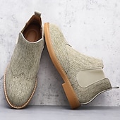 abordables Bottes de Chelsea-Bottines Chelsea grises pour hommes avec détails brogue à bout d&#039;aile, style vintage élégant pour les mariages, le travail et les occasions semi-formelles