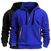 abordables Hoodie Tactique-Homme Sweat à capuche Sweat à capuche quart zippé Sweat à capuche tactique Kaki + Noir Gris clair + bleu Gris foncé + Noir Blanc + Gris clair Vin+Noir À capuche Uni Fermeture éclair Sport &amp; Loisir