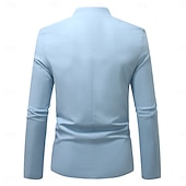 economico Giubbotti Casual-Per uomo Giacca di lino Formale Casa Bottoni Minimalista Primavera &amp; Autunno Autunno Tutte le stagioni Tinta unica Attivo Vintage Colletto a Camicia Regolare Blu marino Verde Cachi Azzurro Giacca