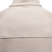 abordables Sudadera con capucha de vellón-Hombre Sudadera Sudadera de polar Pull-over Sudadera con un cuarto de cremallera Punto acanalado Albaricoque Negro Verde Ejército Azul Marino Gris Claro Cuello Mao Plano Con Texturas Deporte Casual